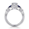Carrie - 14K White Gold Oval Five Stone Sapphire and Diamond Engagement Ring - 0.1 ct