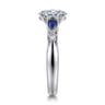 Carrie - 14K White Gold Oval Five Stone Sapphire and Diamond Engagement Ring - 0.1 ct
