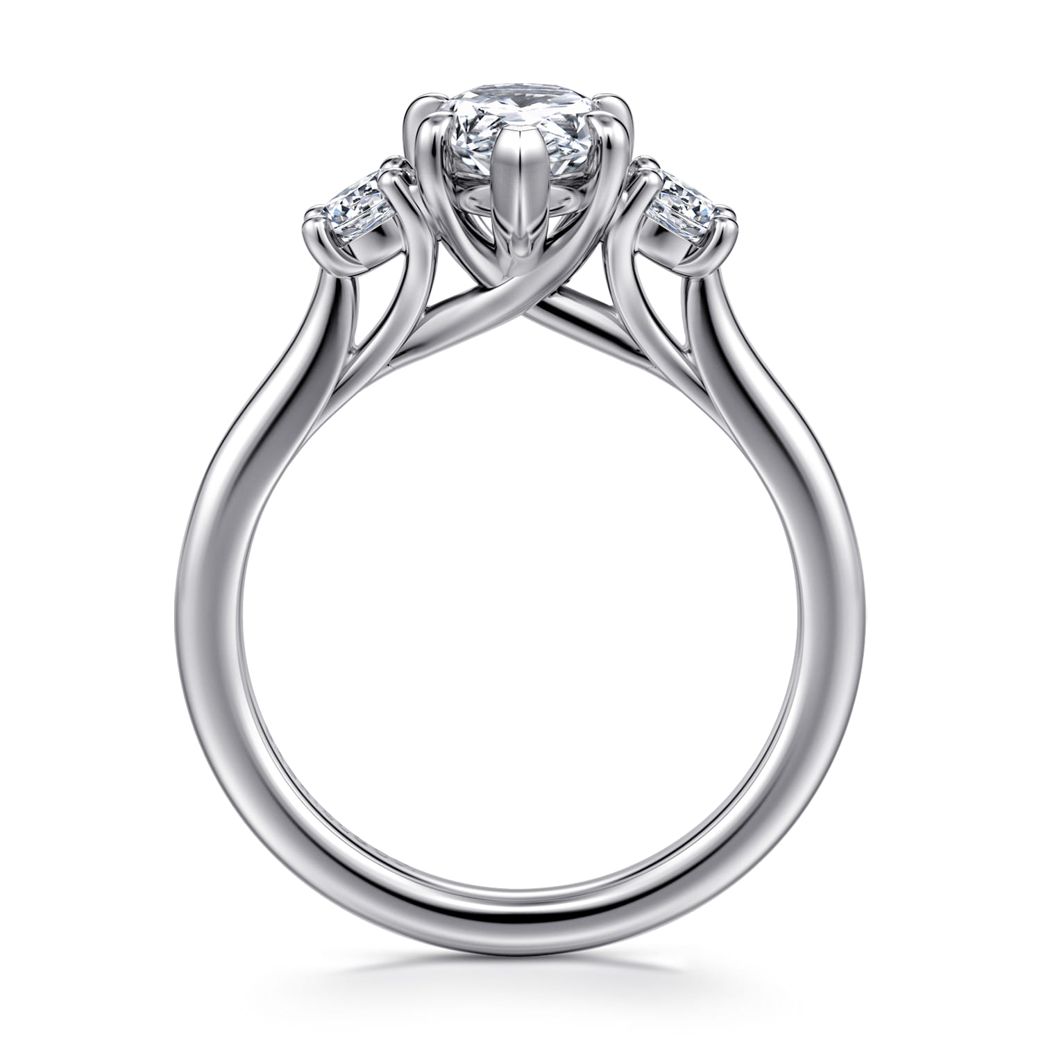 Sanaa - 14K White Gold Pear Shape 3 Stone Diamond Engagement Ring - 0.4 ct - Shot 2