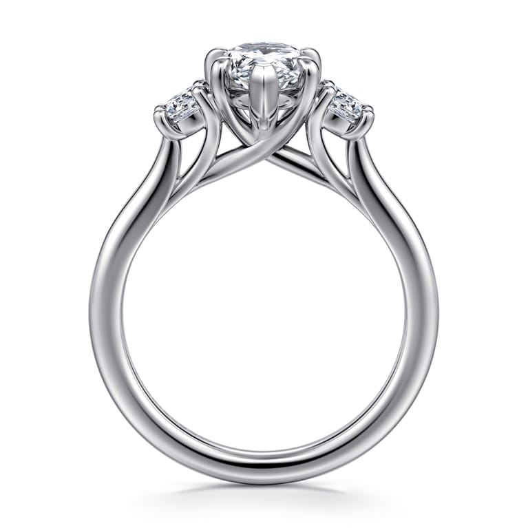 Sanaa - 14K White Gold Pear Shape 3 Stone Diamond Engagement Ring - 0.4 ct - Shot 2