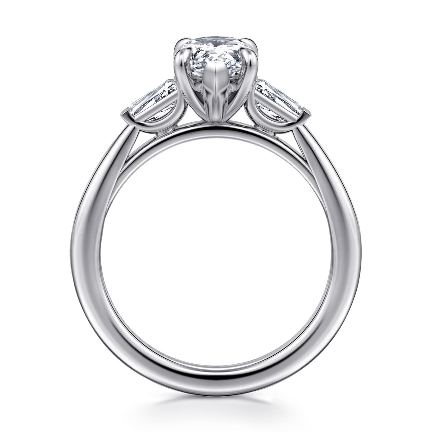 Acacia - 14K White Gold Pear Shape Three Stone Diamond Engagement Ring - 0.3 ct - Shot 2