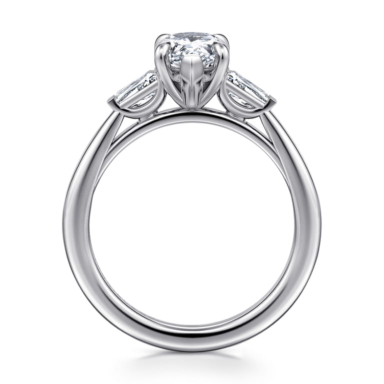 Acacia - 14K White Gold Pear Shape Three Stone Diamond Engagement Ring - 0.3 ct - Shot 2
