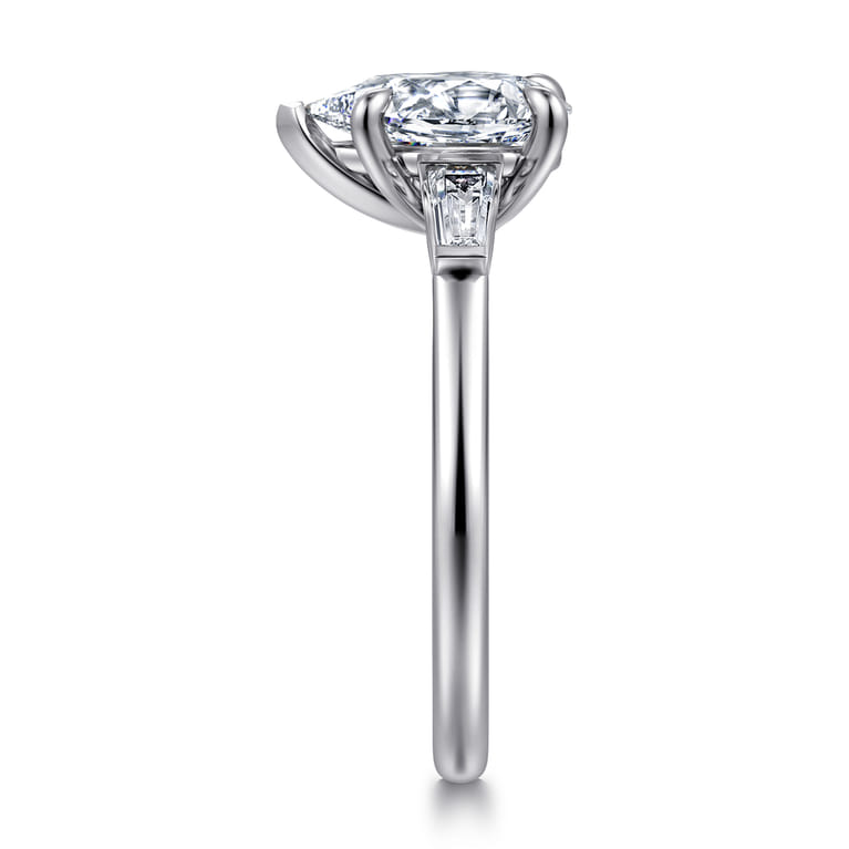 Acacia - 14K White Gold Pear Shape Three Stone Diamond Engagement Ring - 0.3 ct - Shot 4