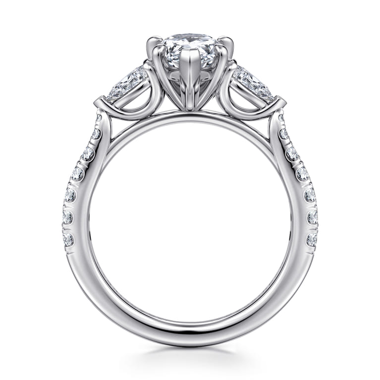 Abina - 14K White Gold Pear Shape Three Stone Diamond Engagement Ring - 0.75 ct - Shot 2