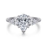 Adalia - 14K White Gold Pear Shape Three Stone Diamond Engagement Ring - 0.6 ct