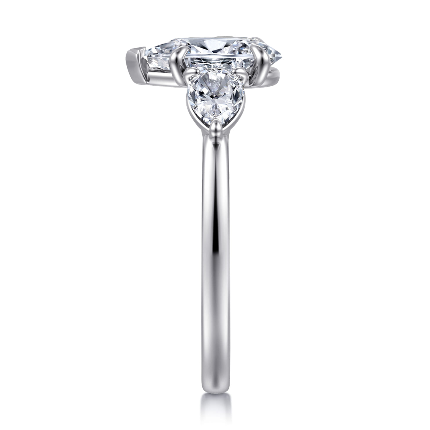 Adalia - 14K White Gold Pear Shape Three Stone Diamond Engagement Ring - 0.6 ct - Shot 4