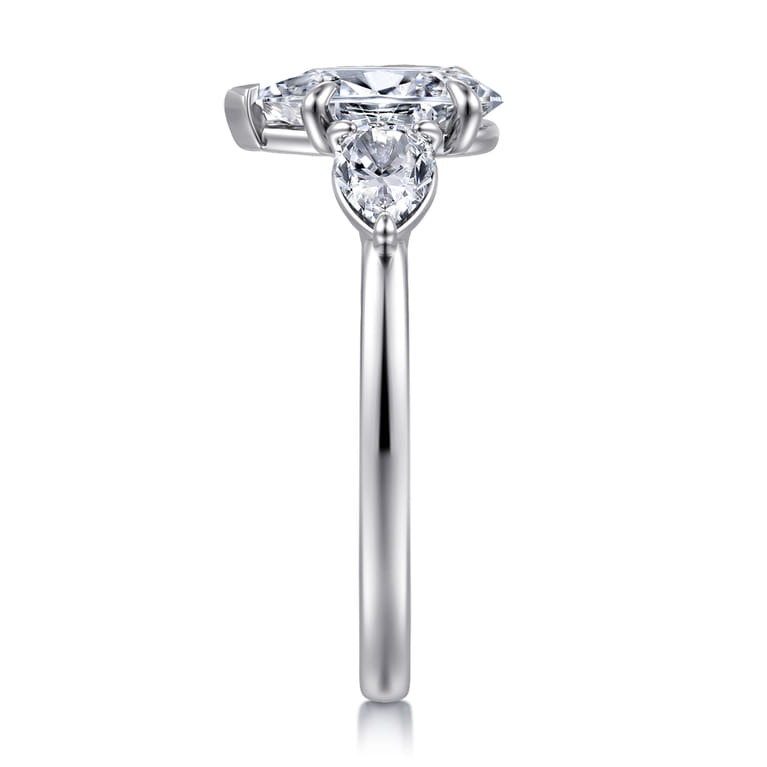 Adalia - 14K White Gold Pear Shape Three Stone Diamond Engagement Ring - 0.6 ct - Shot 4