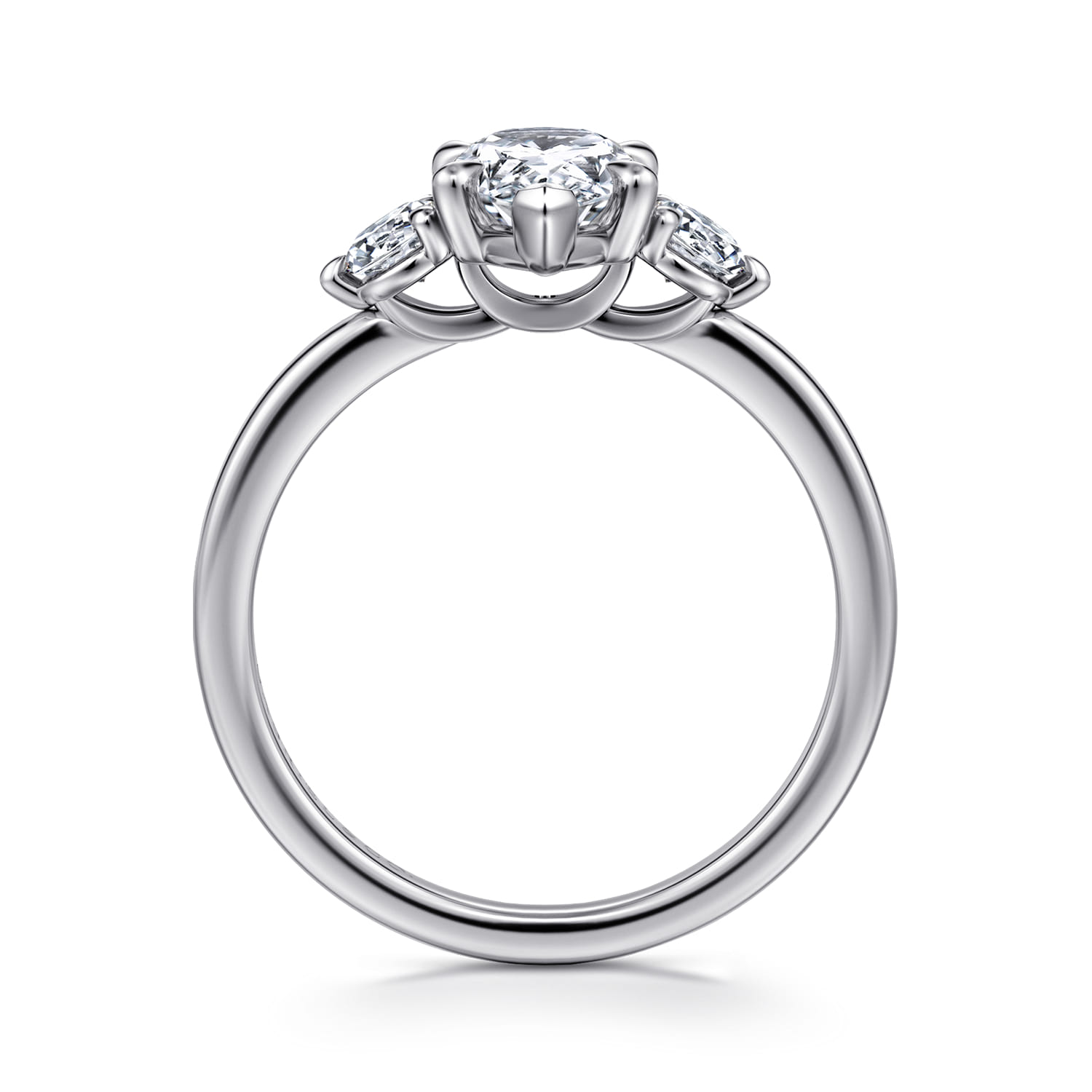 Adeline - 14K White Gold Pear Shape Three Stone Diamond Engagement Ring - 0.35 ct - Shot 2