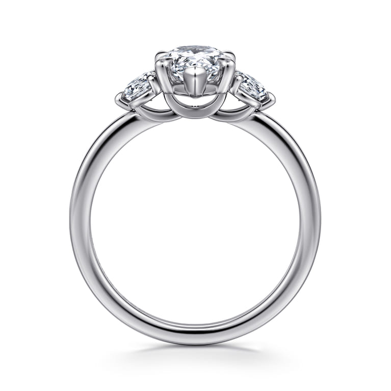 Adeline - 14K White Gold Pear Shape Three Stone Diamond Engagement Ring - 0.35 ct - Shot 2