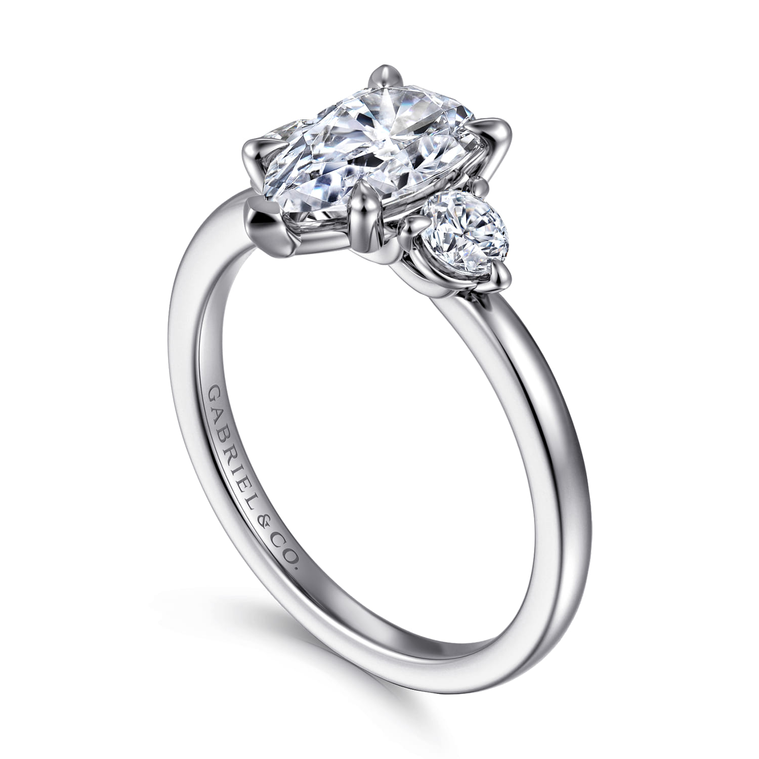 Adeline - 14K White Gold Pear Shape Three Stone Diamond Engagement Ring - 0.35 ct - Shot 3