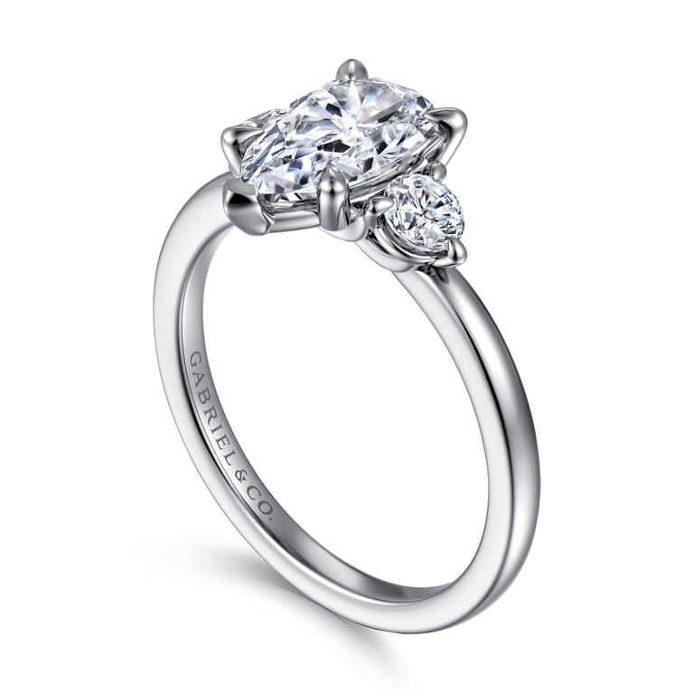 Adeline - 14K White Gold Pear Shape Three Stone Diamond Engagement Ring - 0.35 ct - Shot 3