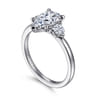 Adeline - 14K White Gold Pear Shape Three Stone Diamond Engagement Ring - 0.35 ct