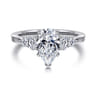 Wave - 14K White Gold Pear Shape Diamond Engagement Ring - 0.4 ct