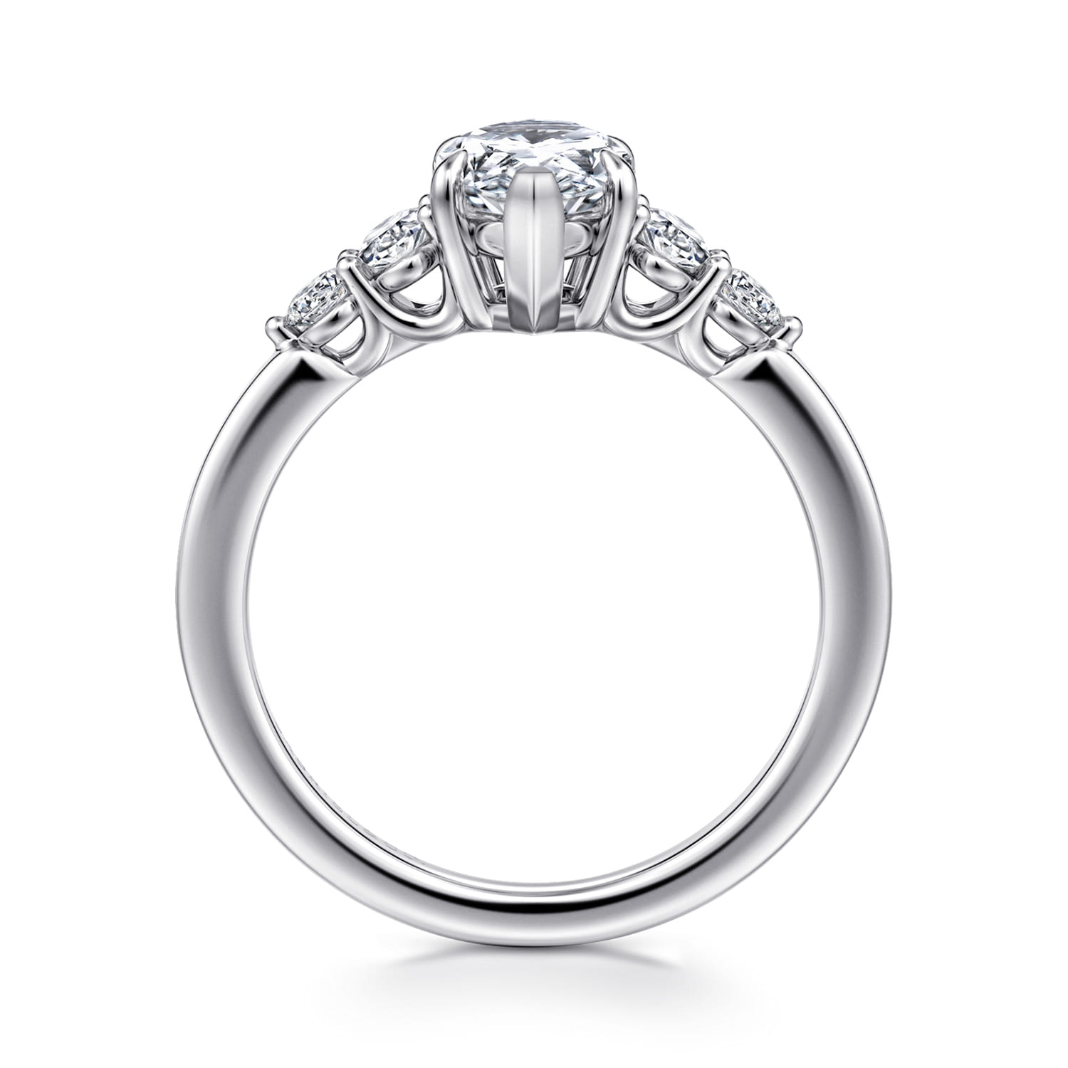 Wave - 14K White Gold Pear Shape Diamond Engagement Ring - 0.4 ct - Shot 2