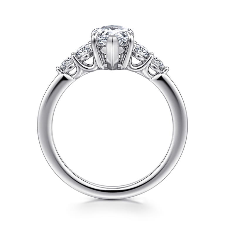 Wave - 14K White Gold Pear Shape Diamond Engagement Ring - 0.4 ct - Shot 2