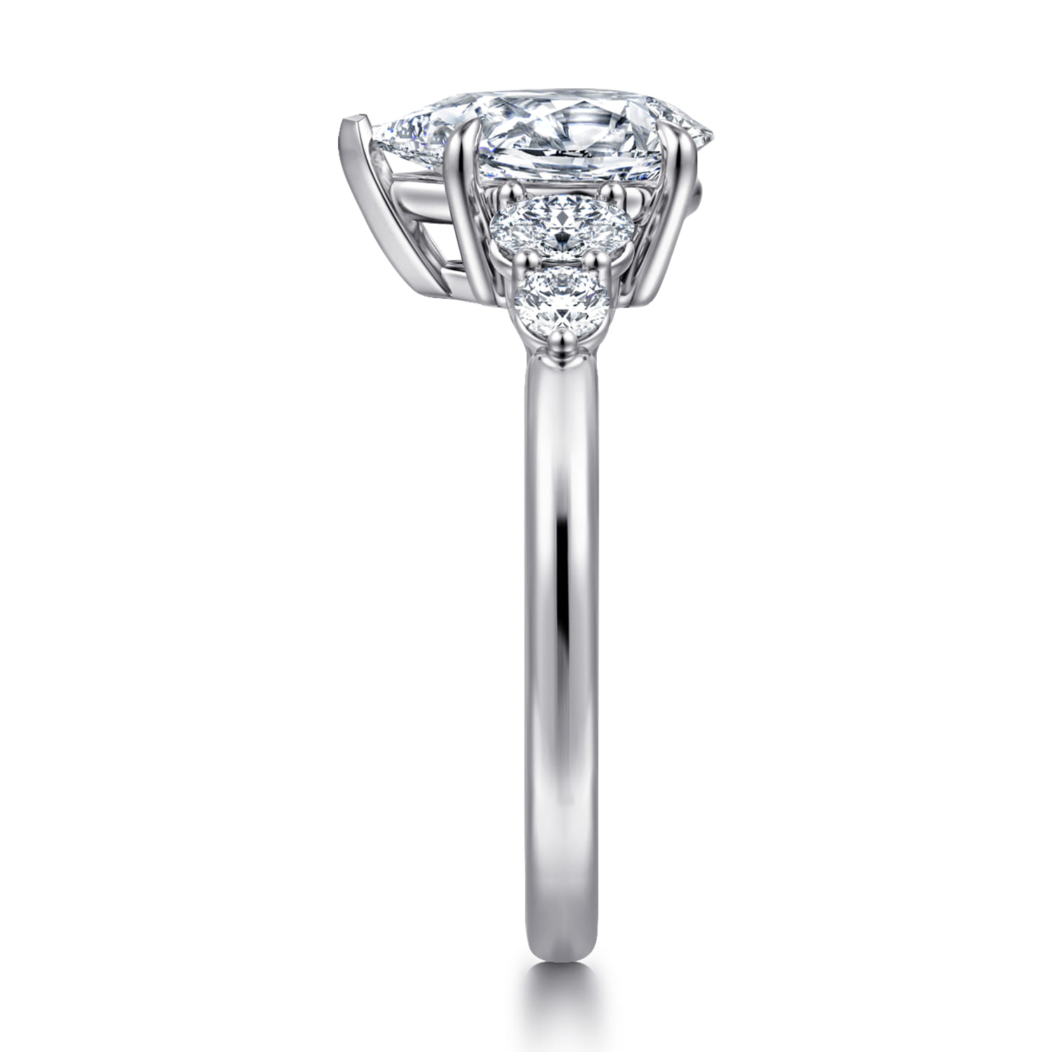 Wave - 14K White Gold Pear Shape Diamond Engagement Ring - 0.4 ct - Shot 4