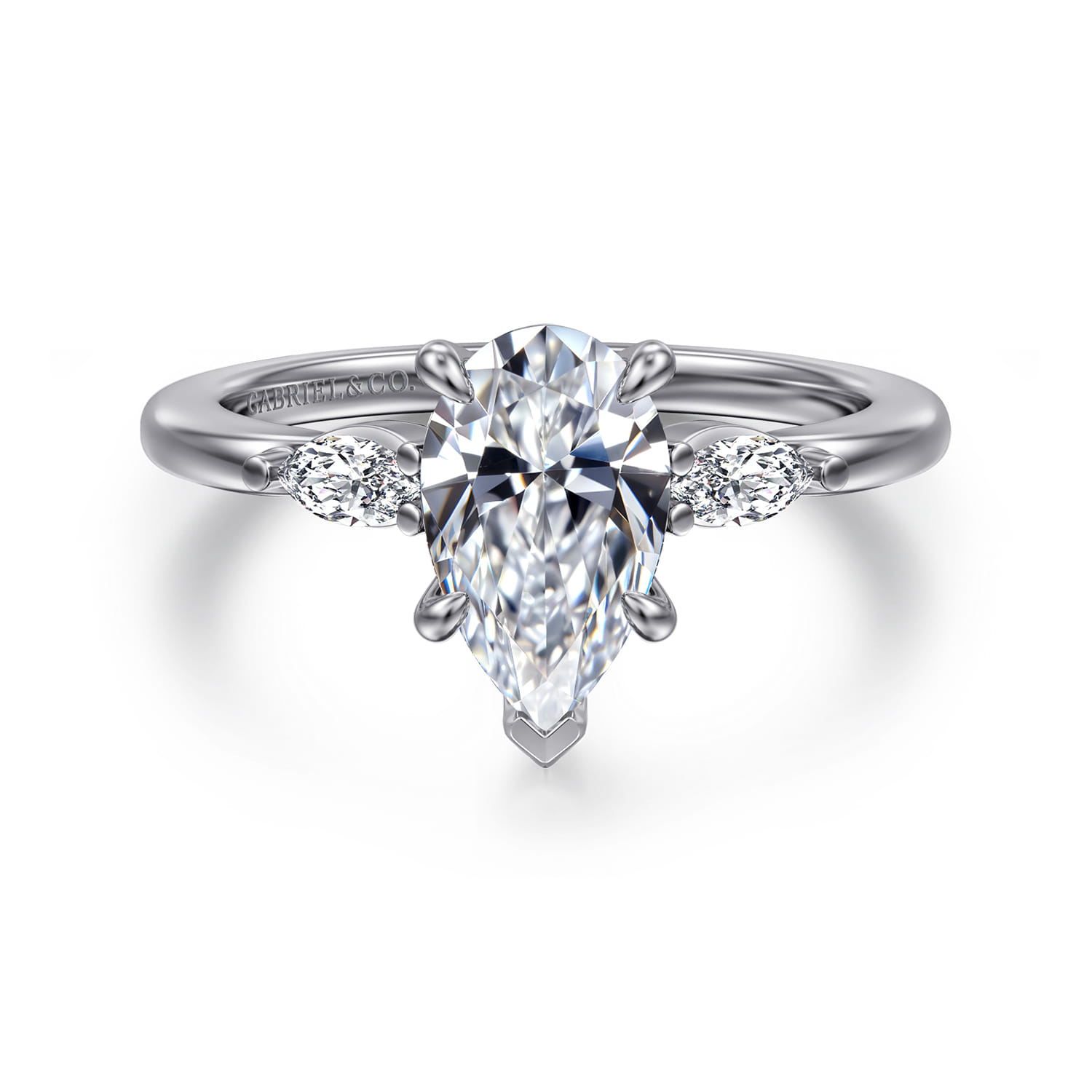 Dela - 14K White Gold Princess Cut Three Stone Diamond Engagement Ring - 0.17 ct - Shot 1