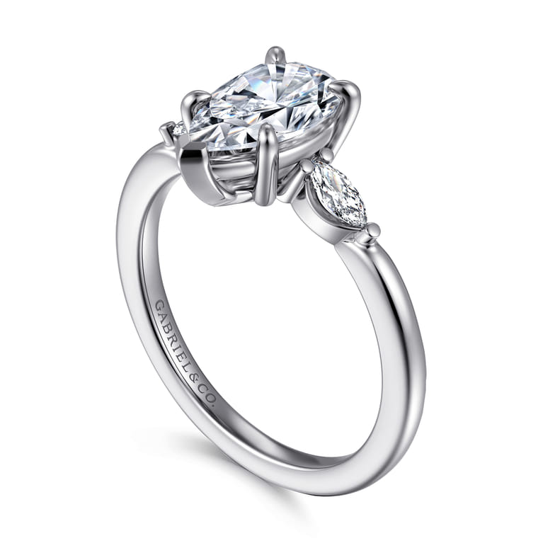 Dela - 14K White Gold Princess Cut Three Stone Diamond Engagement Ring - 0.17 ct - Shot 3
