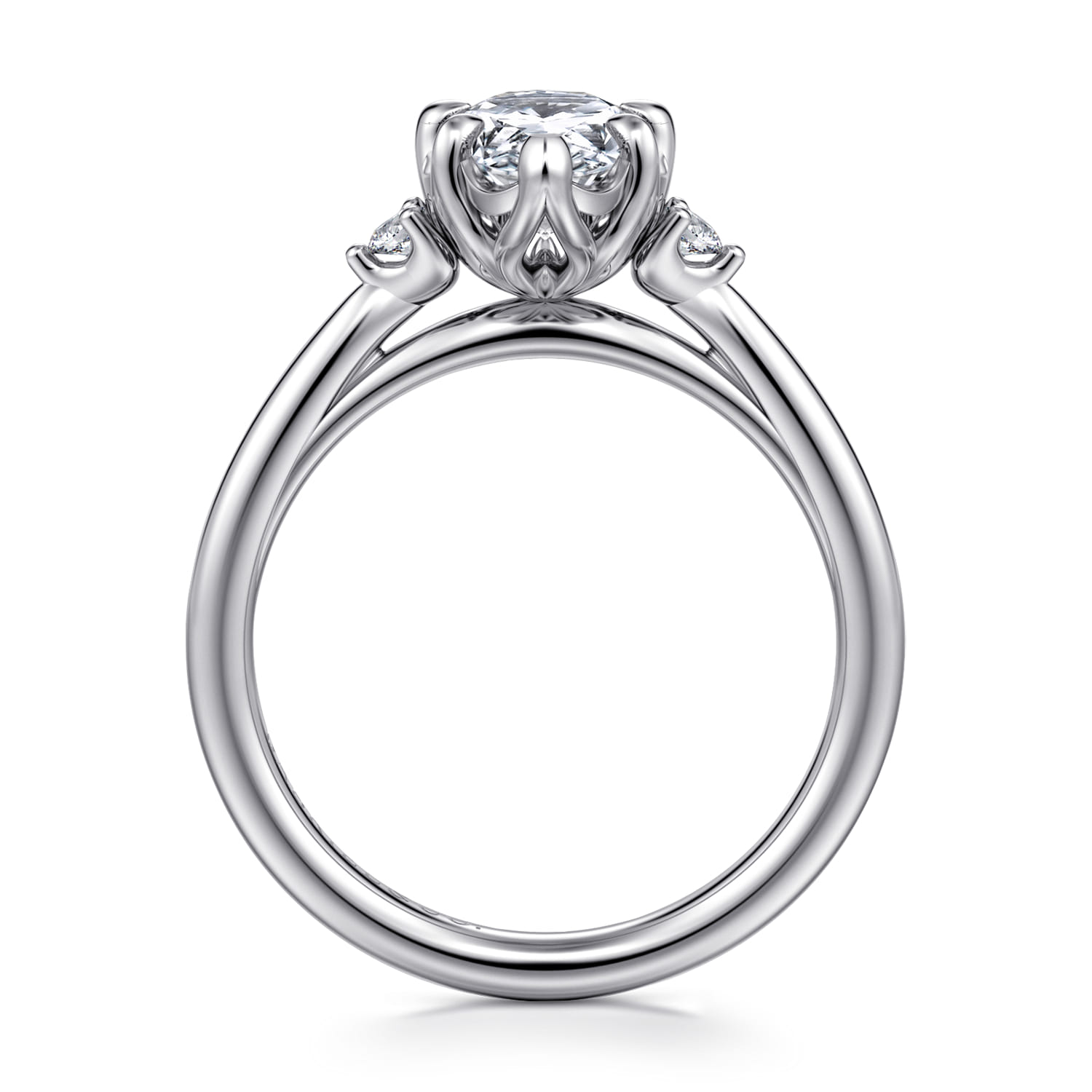 Blaise - 14K White Gold Pear Shape Three Stone Diamond Engagement Ring - 0.08 ct - Shot 2