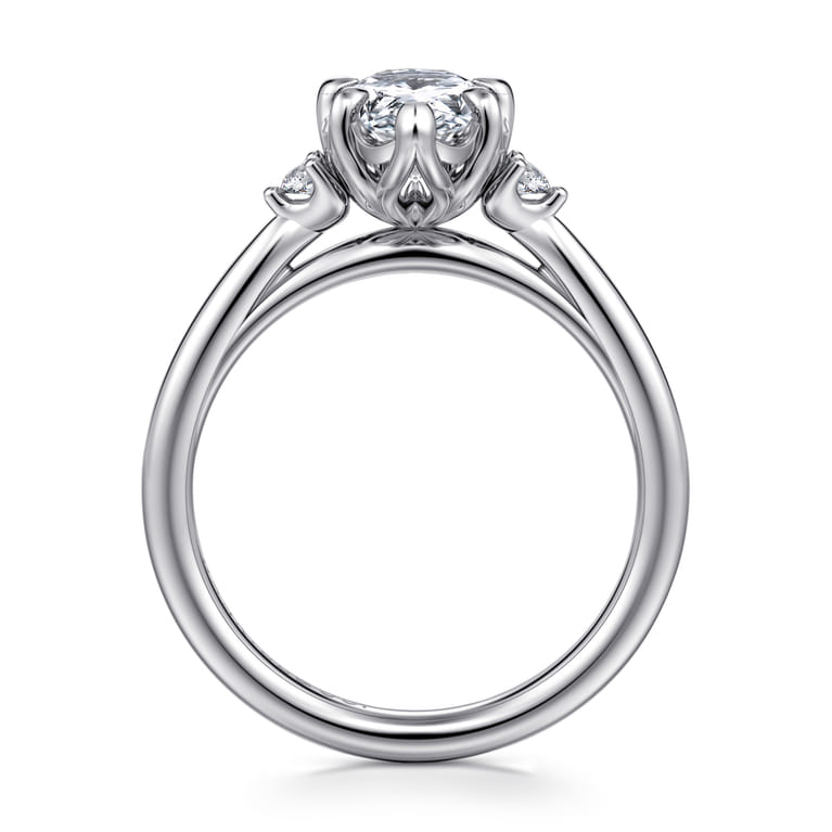 Blaise - 14K White Gold Pear Shape Three Stone Diamond Engagement Ring - 0.08 ct - Shot 2