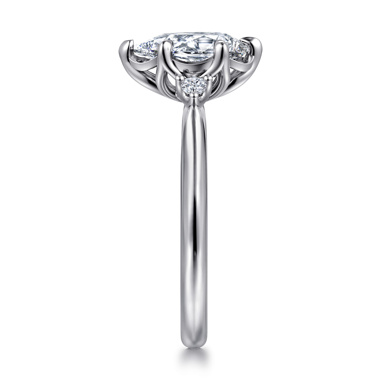 Blaise - 14K White Gold Pear Shape Three Stone Diamond Engagement Ring - 0.08 ct - Shot 4