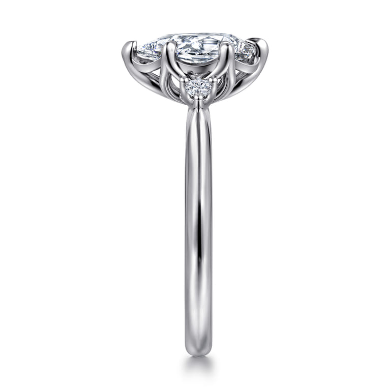 Blaise - 14K White Gold Pear Shape Three Stone Diamond Engagement Ring - 0.08 ct - Shot 4