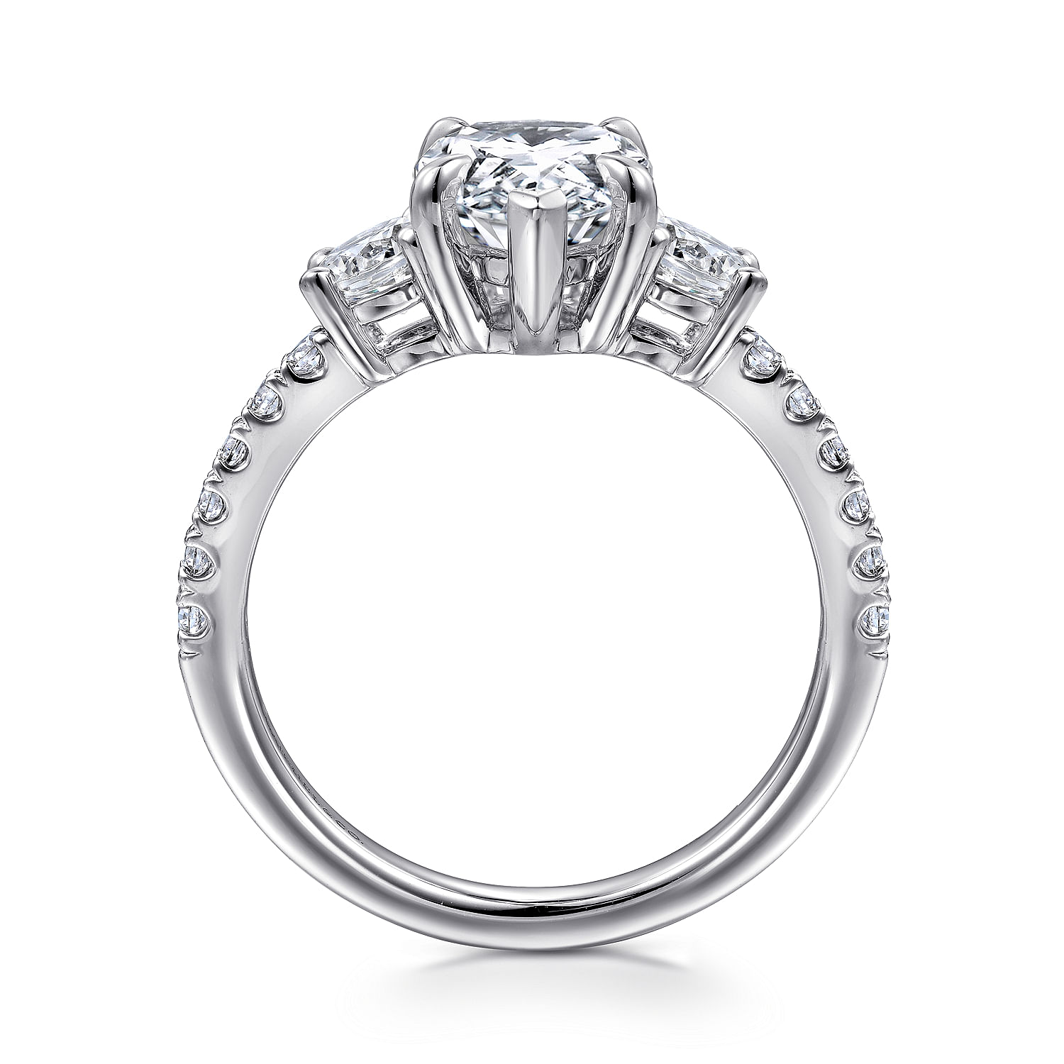 Aidah - 14K White Pear Shape Three Stone Diamond Engagement Ring - 0.7 ct - Shot 2
