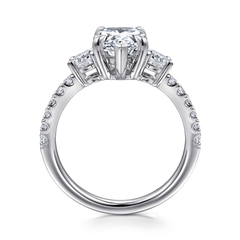 Aidah - 14K White Pear Shape Three Stone Diamond Engagement Ring - 0.7 ct - Shot 2