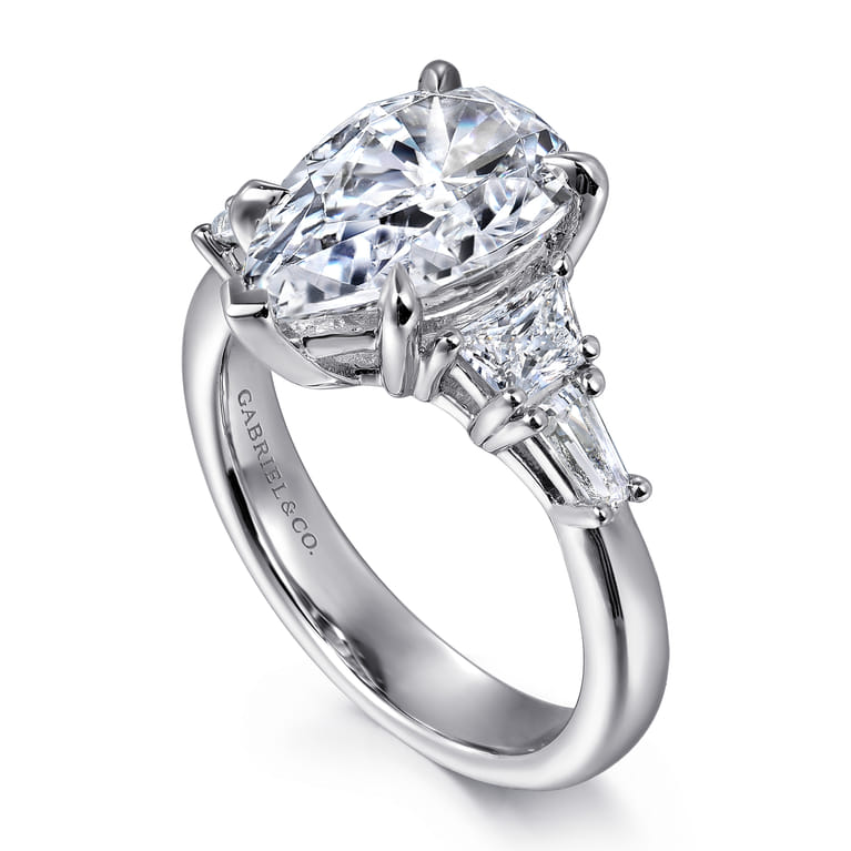 Andray - 14K White Gold Pear Shape Diamond Engagement Ring - 0.7 ct - Shot 3