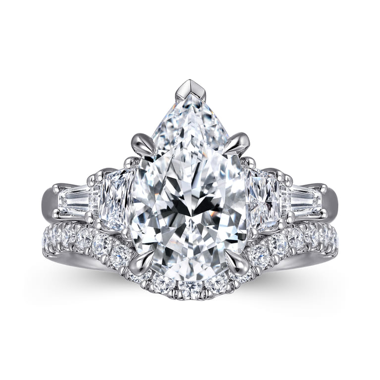 Andray - 14K White Gold Pear Shape Diamond Engagement Ring - 0.7 ct - Shot 4