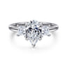 Antonia - 14K White Gold Pear Shape Three Stone Diamond Engagement Ring - 0.5 ct
