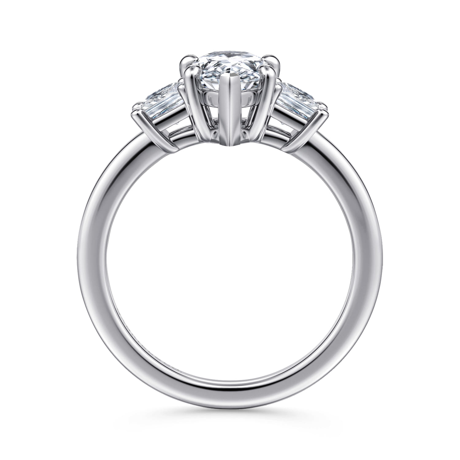 Antonia - 14K White Gold Pear Shape Three Stone Diamond Engagement Ring - 0.5 ct - Shot 2