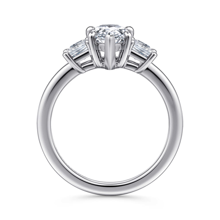 Antonia - 14K White Gold Pear Shape Three Stone Diamond Engagement Ring - 0.5 ct - Shot 2