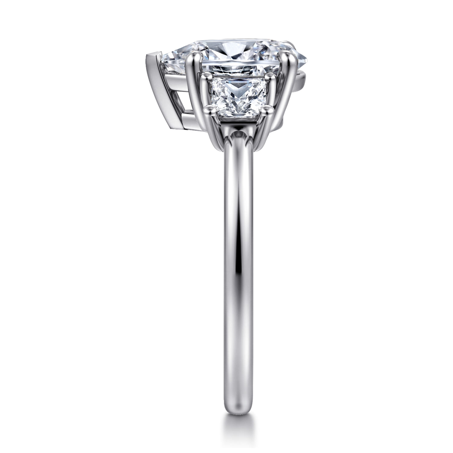 Antonia - 14K White Gold Pear Shape Three Stone Diamond Engagement Ring - 0.5 ct - Shot 4