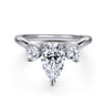 Aidy - 14K White Gold Three Stone Pear Shaped Chevron Engagement Ring - 0.4 ct