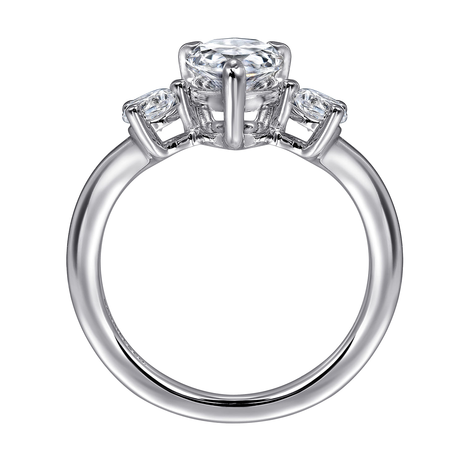 Aidy - 14K White Gold Three Stone Pear Shaped Chevron Engagement Ring - 0.4 ct - Shot 2
