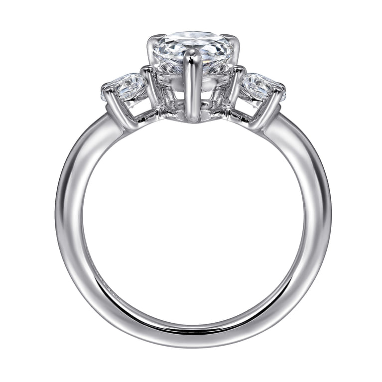Aidy - 14K White Gold Three Stone Pear Shaped Chevron Engagement Ring - 0.4 ct - Shot 2