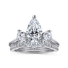 Aidy - 14K White Gold Three Stone Pear Shaped Chevron Engagement Ring - 0.4 ct