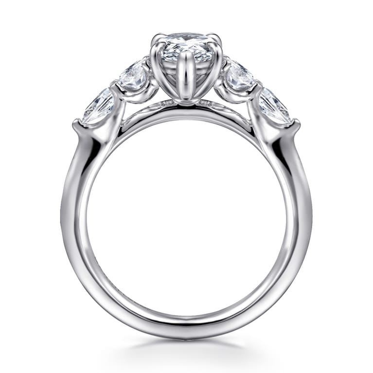 Estefani - 14K White Gold Pear Shape Diamond Engagement Ring - 0.8 ct - Shot 2