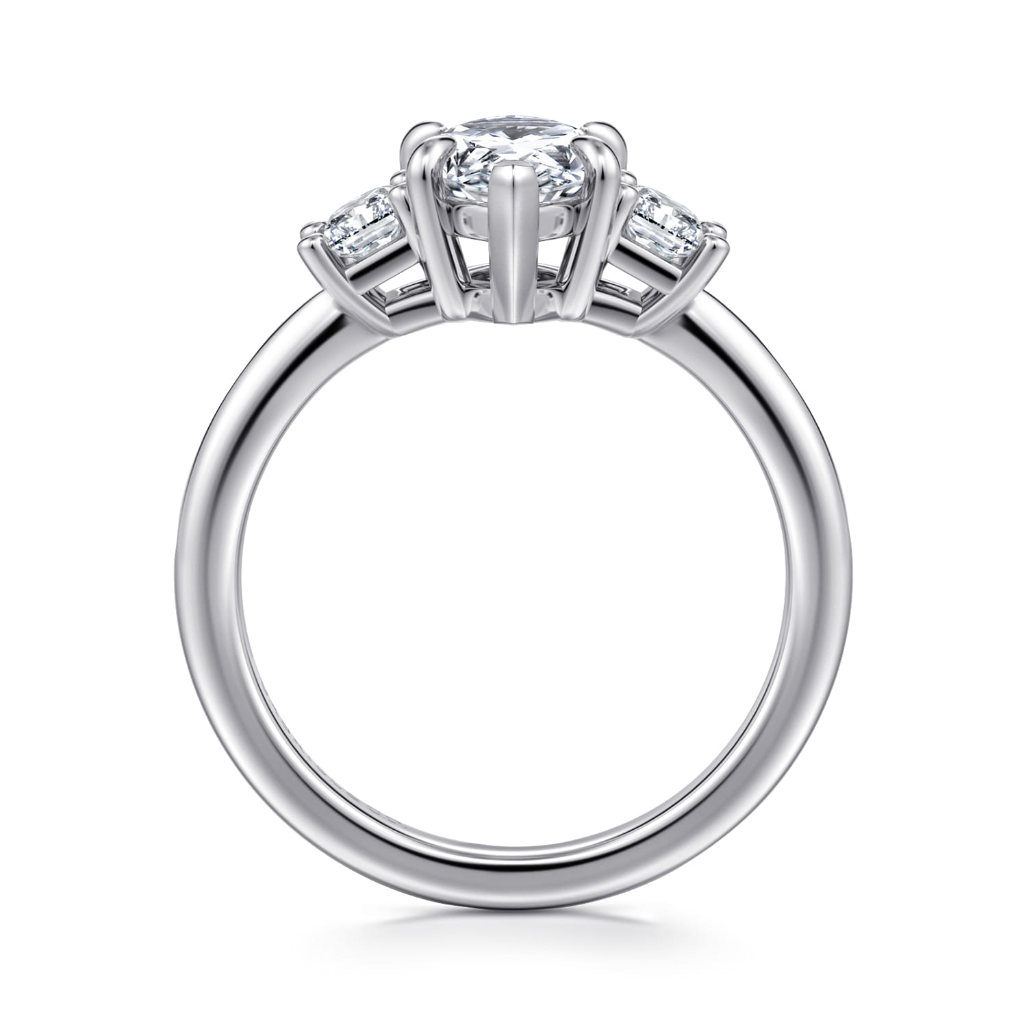 Stephi - 14K White Gold Pear Shape Three Stone Diamond Engagement Ring - 0.5 ct - Shot 2