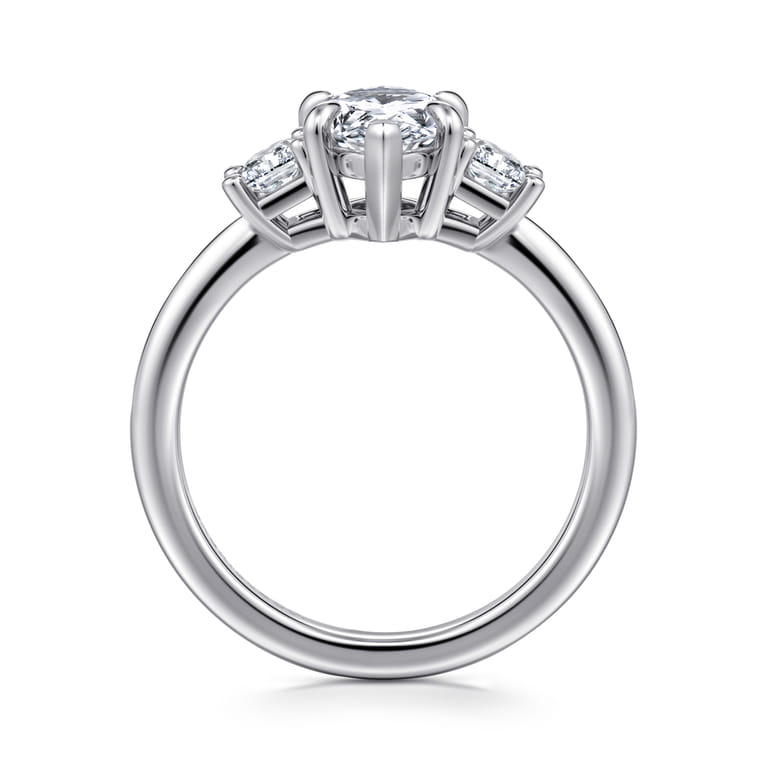 Stephi - 14K White Gold Pear Shape Three Stone Diamond Engagement Ring - 0.5 ct - Shot 2