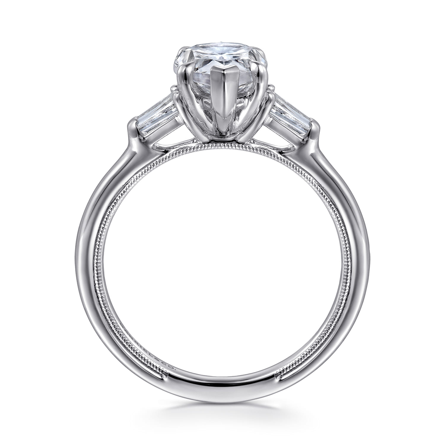 Louann - 14K White Gold Pear Shape Three Stone Diamond Engagement Ring - 0.3 ct - Shot 2