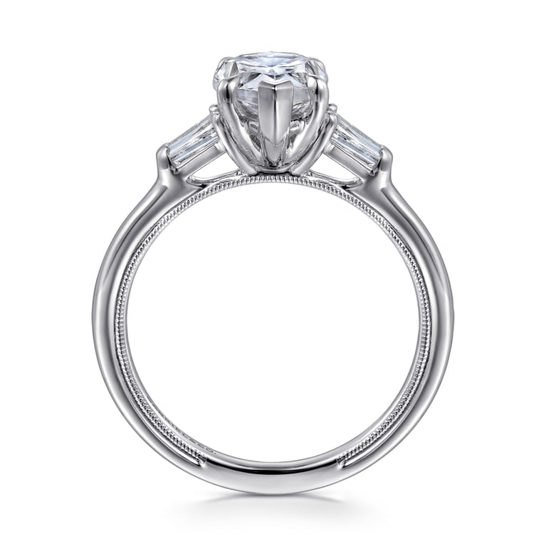 Louann - 14K White Gold Pear Shape Three Stone Diamond Engagement Ring - 0.3 ct - Shot 2