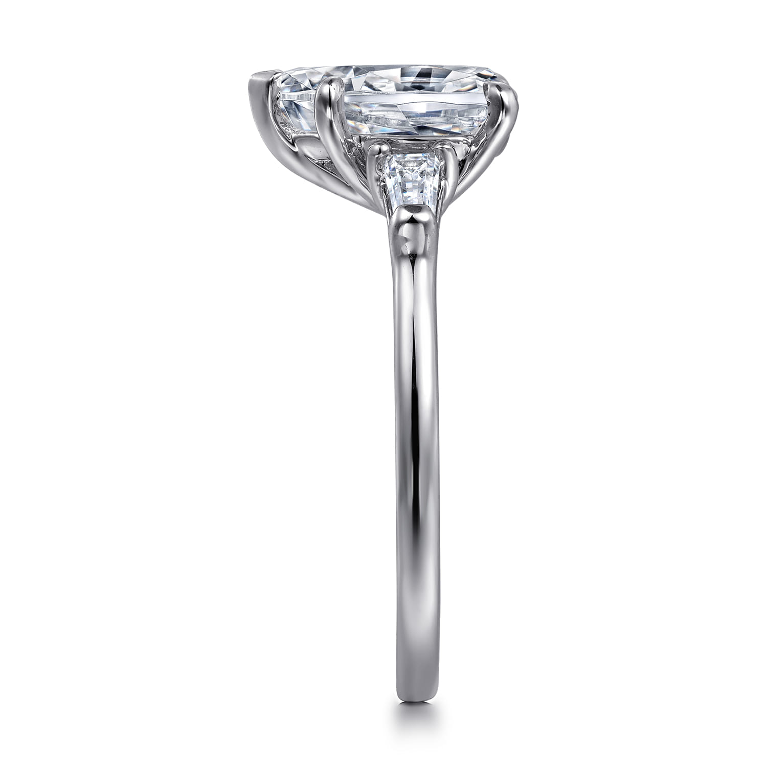 Louann - 14K White Gold Pear Shape Three Stone Diamond Engagement Ring - 0.3 ct - Shot 5