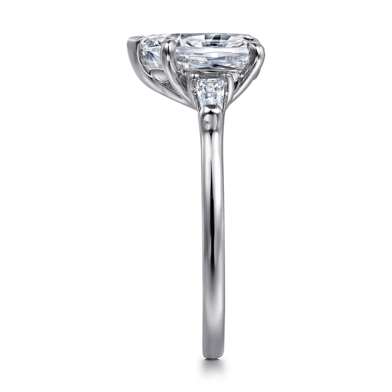 Louann - 14K White Gold Pear Shape Three Stone Diamond Engagement Ring - 0.3 ct - Shot 5