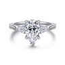 Reema - 14K White Gold Pear Shape Three Stone Lotus Diamond Engagement Ring - 0.24 ct