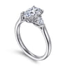 Reema - 14K White Gold Pear Shape Three Stone Lotus Diamond Engagement Ring - 0.24 ct