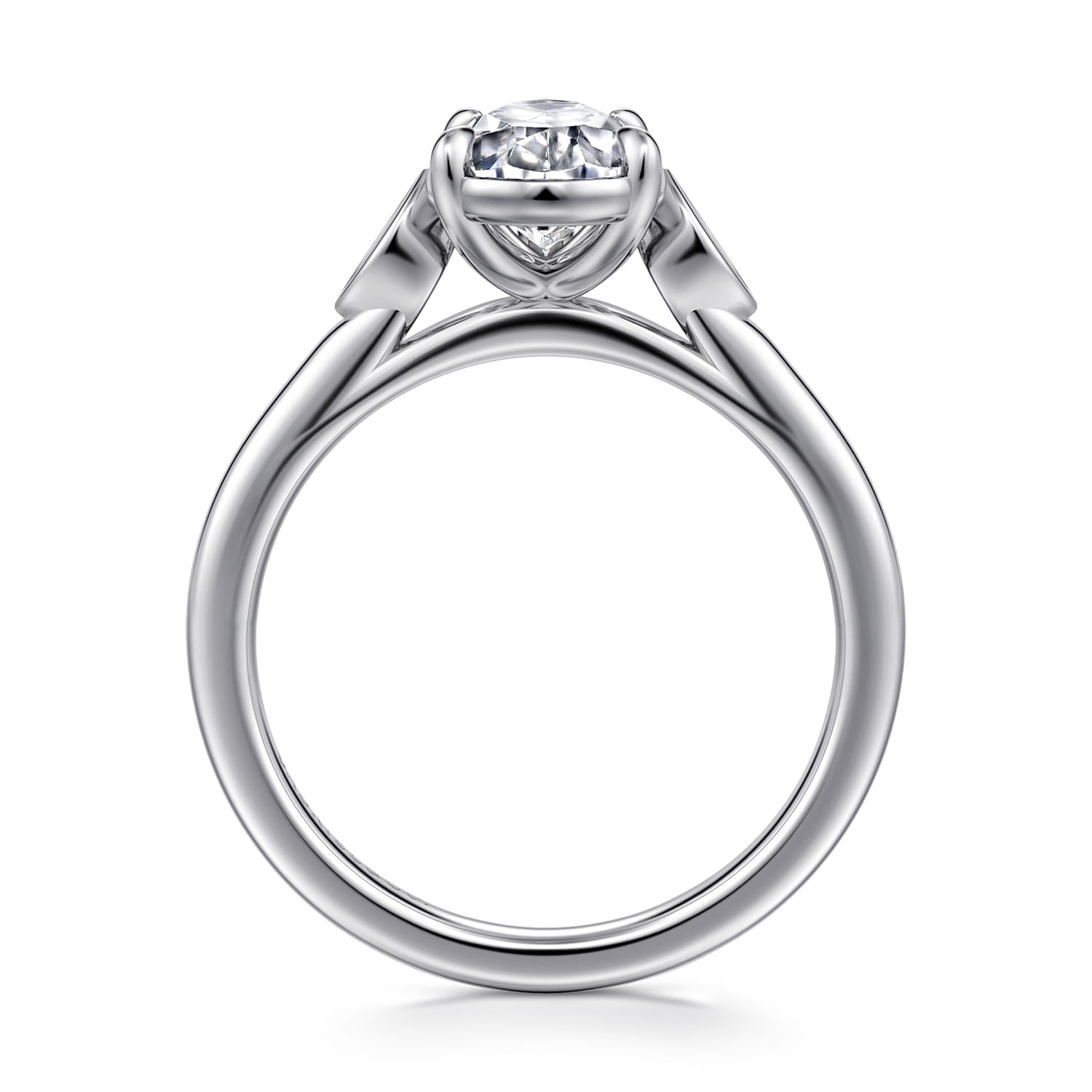 Charli - 14K White Gold Bezel Prong Pear Shape Three Stone Diamond Engagement Ring - 0.1 ct - Shot 2