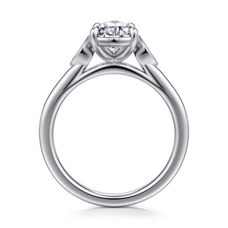 Charli - 14K White Gold Bezel Prong Pear Shape Three Stone Diamond Engagement Ring - 0.1 ct - Shot 2