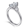 Charli - 14K White Gold Bezel Prong Pear Shape Three Stone Diamond Engagement Ring - 0.1 ct
